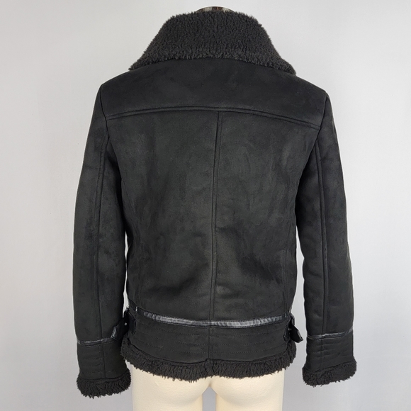 ZARA FAUX SUEDE DOUBLE FACED LONG JACKET BLACK US WOMEN'S SMALL - Picture 3 of 16
